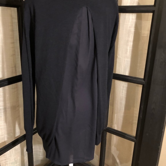 Ann Taylor navy high-low splitback sweater w panel - Picture 2 of 5